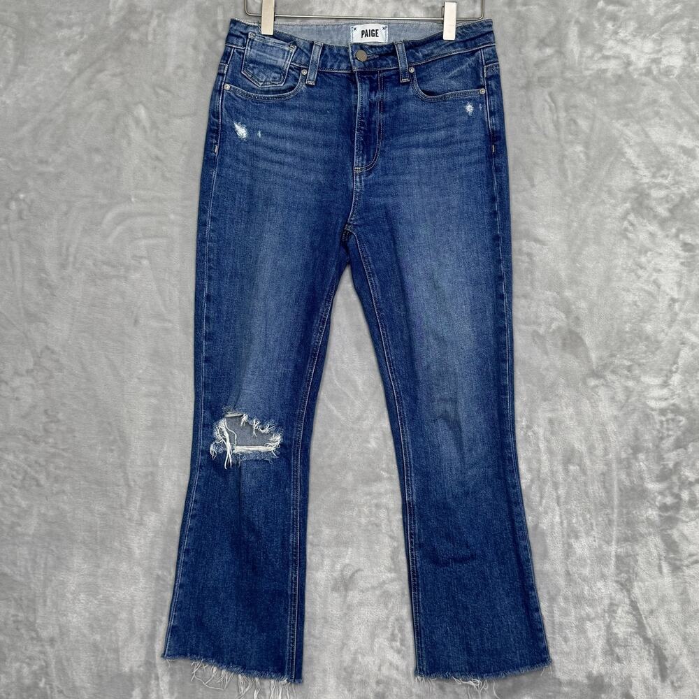 Paige Jeans Womens 27 Colette Crop Flare Blaine Destructed Distressed Raw Hem